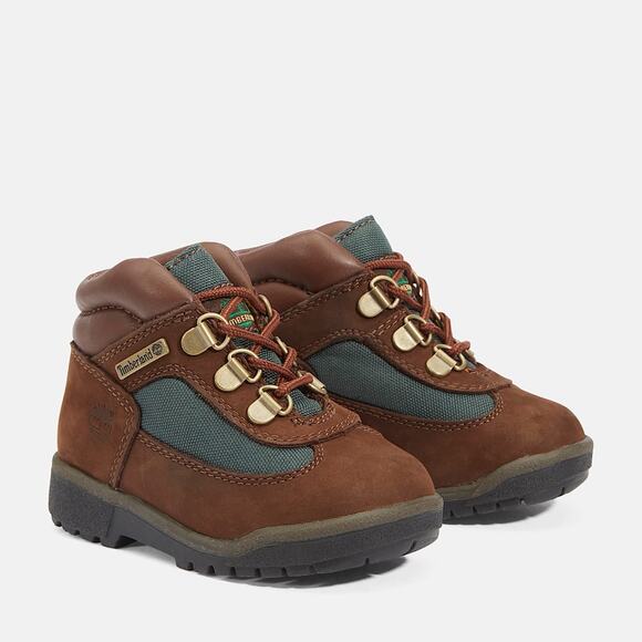 NEW Timberland Toddler Field Boot Brown Nubuck Olive Hiking Lug Sole Durable Kid